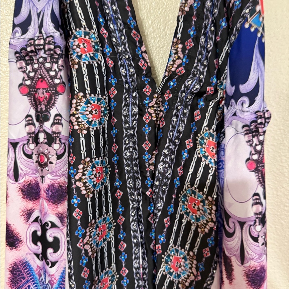 Ranee’s 691 Pink Purple Halter Printed Maxi Coverup Resort Swim Animal Dress - Picture 9 of 11